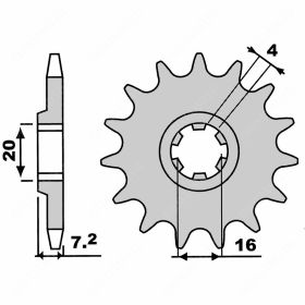 T4TUNE 12-Zahn-Kettenrad Kette 420