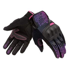 TUCANO URBANO LADY STACCA Black/Purple Women's Summer Gloves Approved Knuckle Protectors