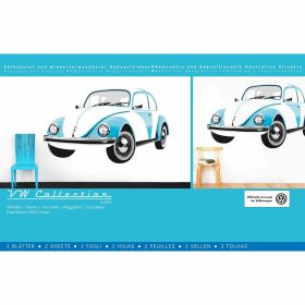 VW Wanddekoration 135x81 cm Blau und Weiß Einzigartiger Stil für das Zuhause