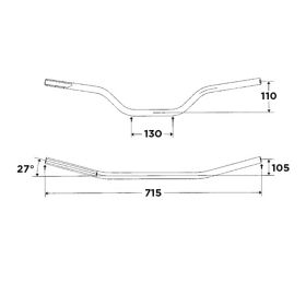 Manubrio conico Wrp in Ergal 7075-T6 anodizzato D. 28,6 mm