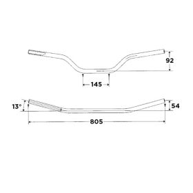 Manubrio conico Wrp in Ergal 7075-T6 anodizzato D. 28,6 mm paracolpi e adattore inclusi