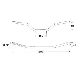 Manubrio WRP conico MX senza traversino in alluminio anodizzato 6082-T6 D. 28,6 mm