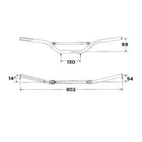 Manubrio WRP conico MX con traversino in alluminio anodizzato 6082-T6 D. 28,6 mm