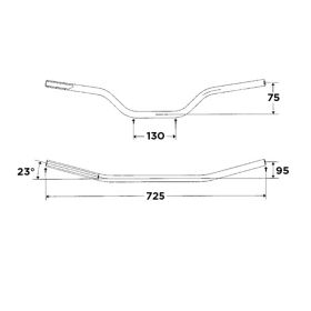 Manubrio WRP in alluminio 6082-T6 pallinato e anodizzato D. 22 mm