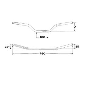 Manubrio WRP in alluminio 6082-T6 pallinato e anodizzato D. 22 mm