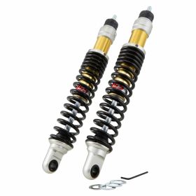 Ammortizzatore YSS Posteriore Twin E-Series 340 mm Argento Molla Nera Omologato ABE