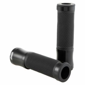 Poignées en aluminium noir ZELIONI pour guidons de 22/24 mm longueur 125 mm