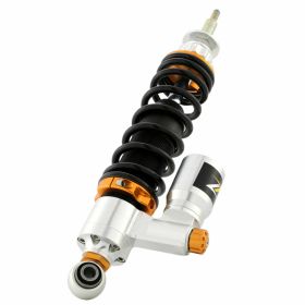 ZELIONI Hinterstoßdämpfer CNC Aluminium Silber/Orange verstellbare schwarze Feder