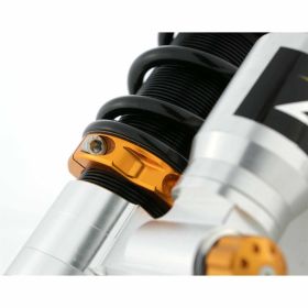 ZELIONI Hinterstoßdämpfer CNC Aluminium Silber/Orange verstellbare schwarze Feder