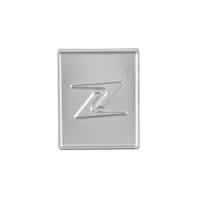 Emblème ZELIONI 37x46 mm en aluminium argent avec support adhésif