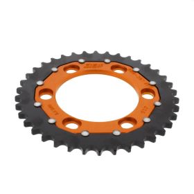 Corona ZF 38 denti passo 525 arancio nera dual ZFD-898-38-ORG per Ktm