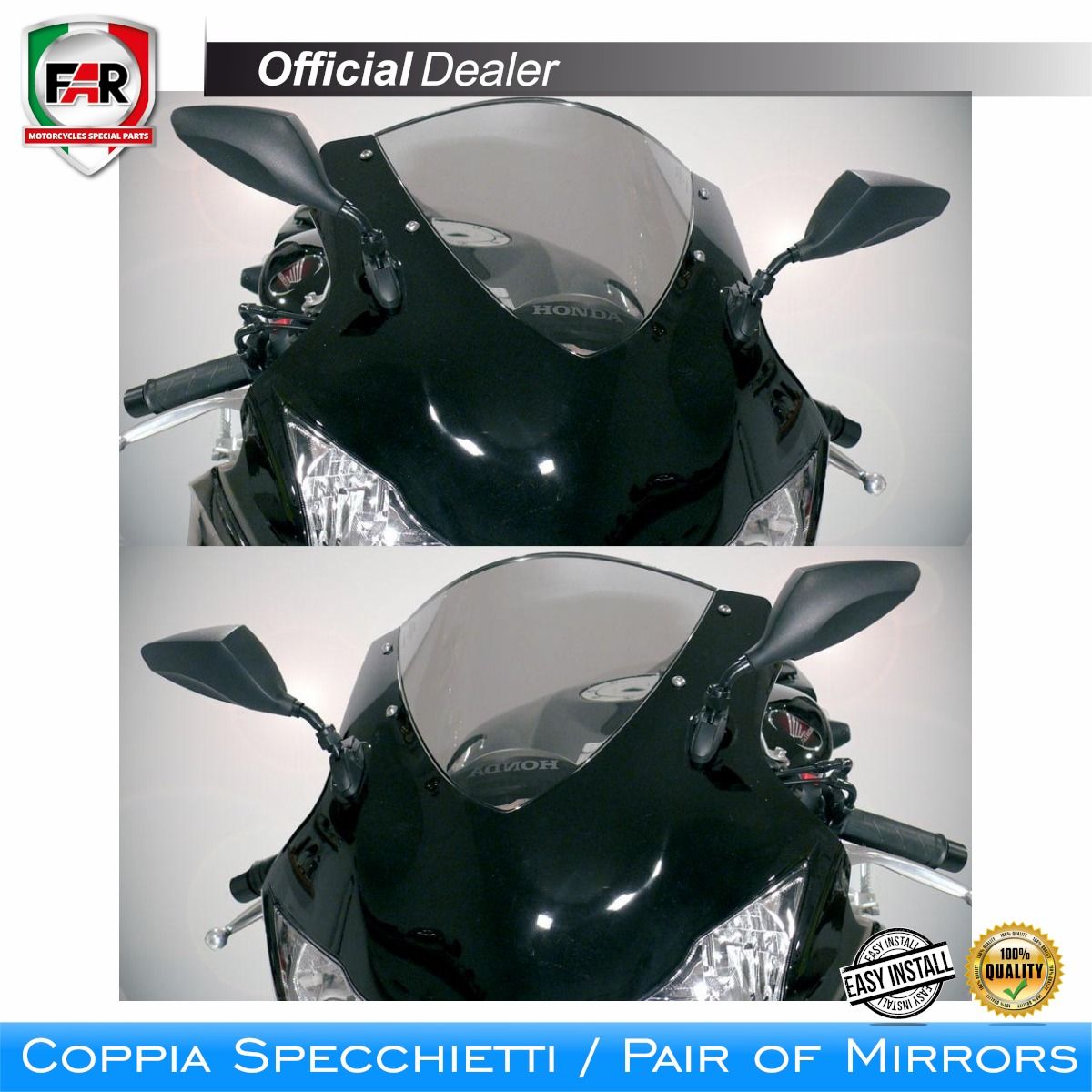 Coppia Specchi Retrovisori Moto Barracuda STREET Nero Opaco Vendita