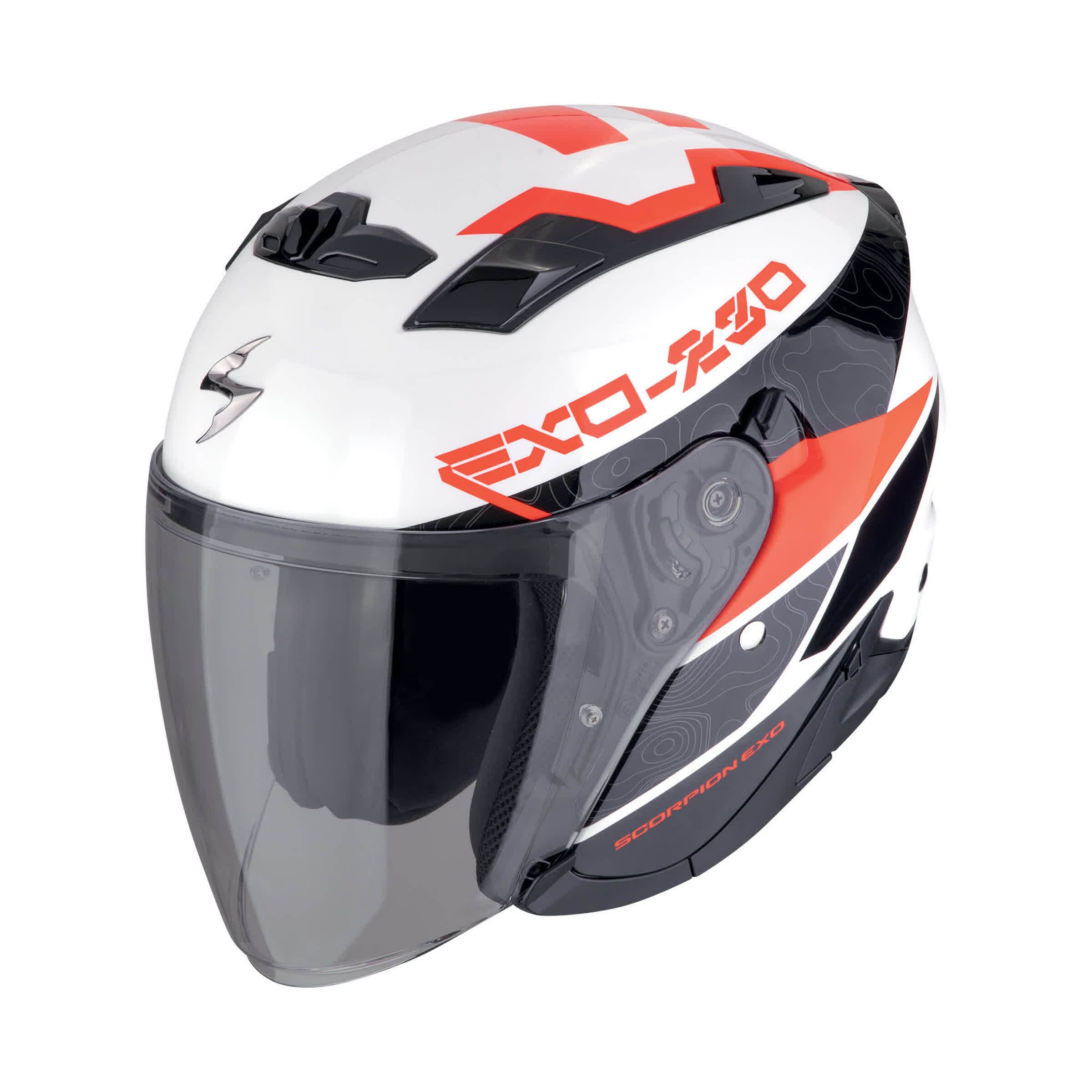 SCORPION EXO 23-481-164 jet helmet -230 band white black red