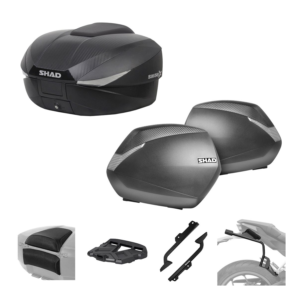 SHAD kit sh58x top case and sh36 cases 3p for kawasaki versys 1000