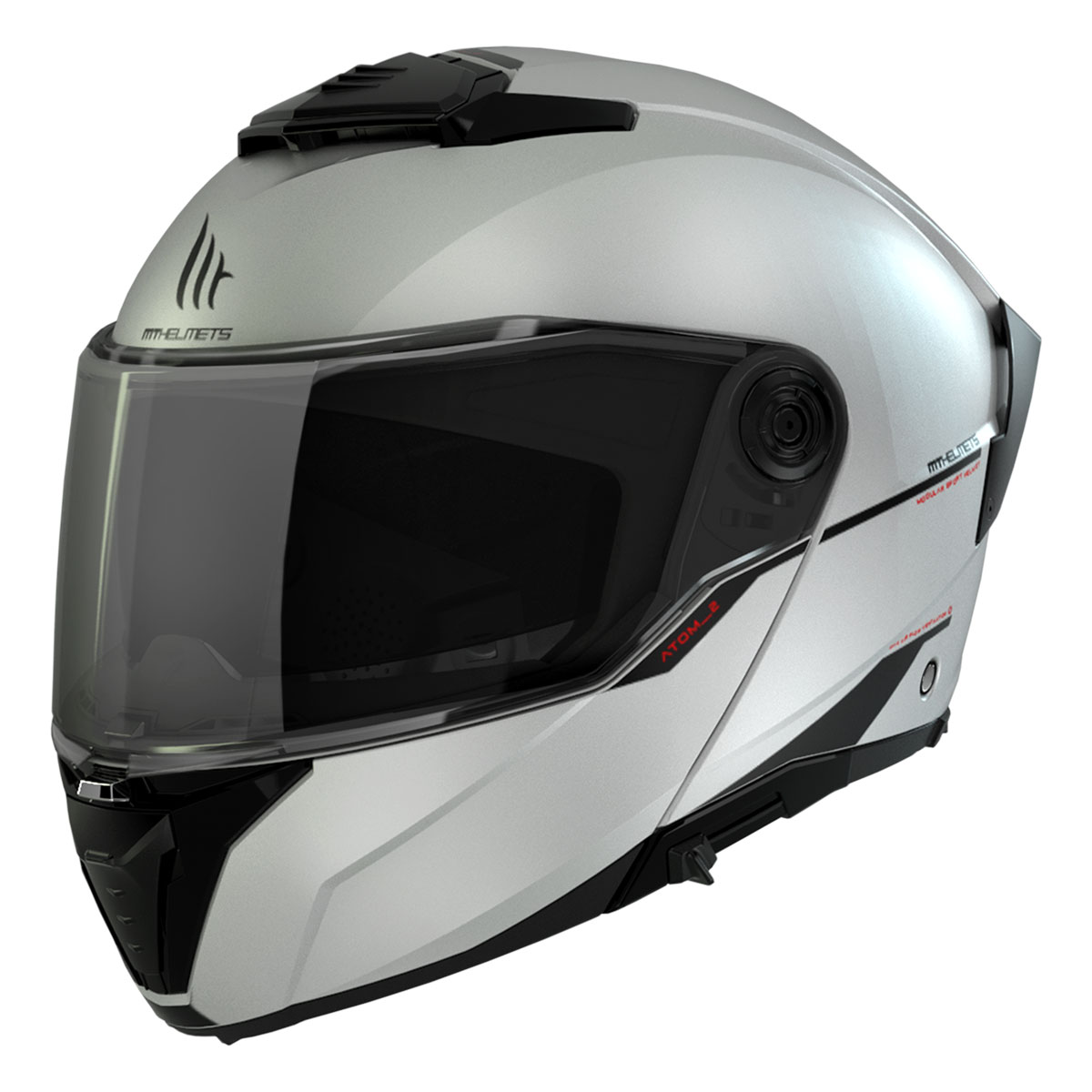 Casco modulare mt helmets atom 2 sv solid a0 bianco lucido